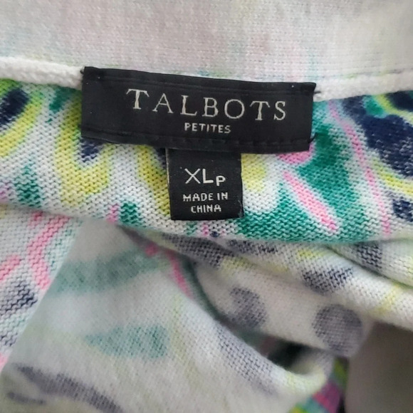 Talbots Petites WomenCardigan Sweater V-Neck Colorful Paisley XLp - Picture 8 of 12